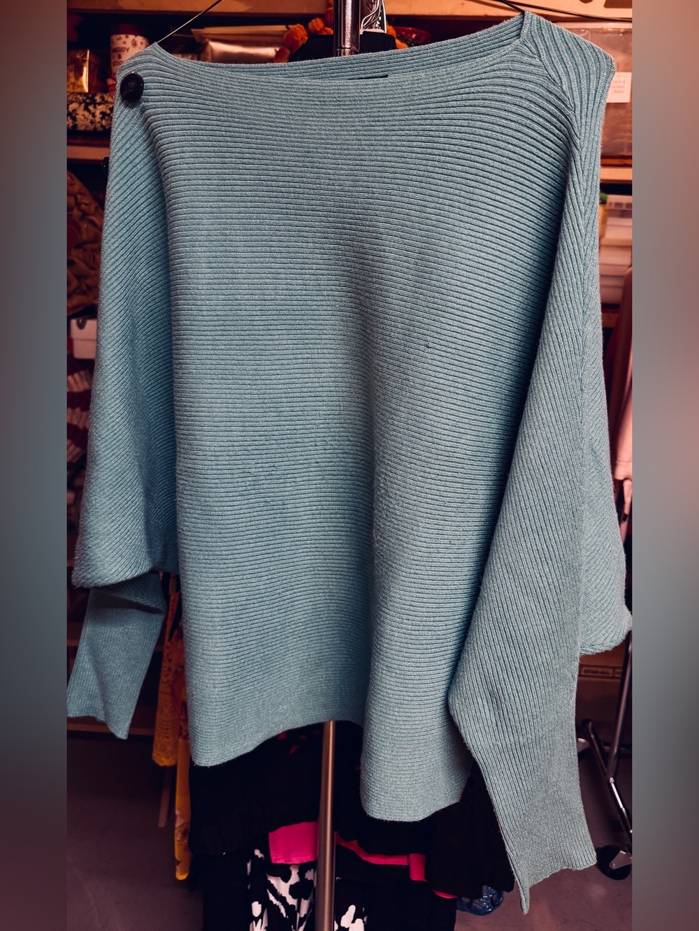 Faith & Zoe Ribbed Boatneck Sweater in Seafoam